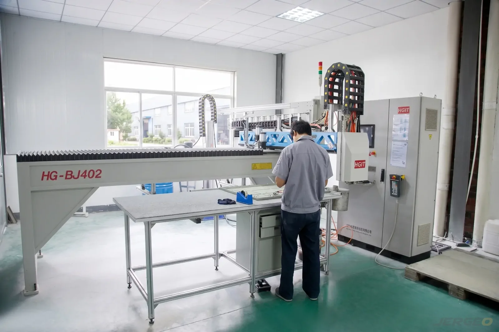 Glue dispensing workshop at Jergeo factory for ODN fiber optic products