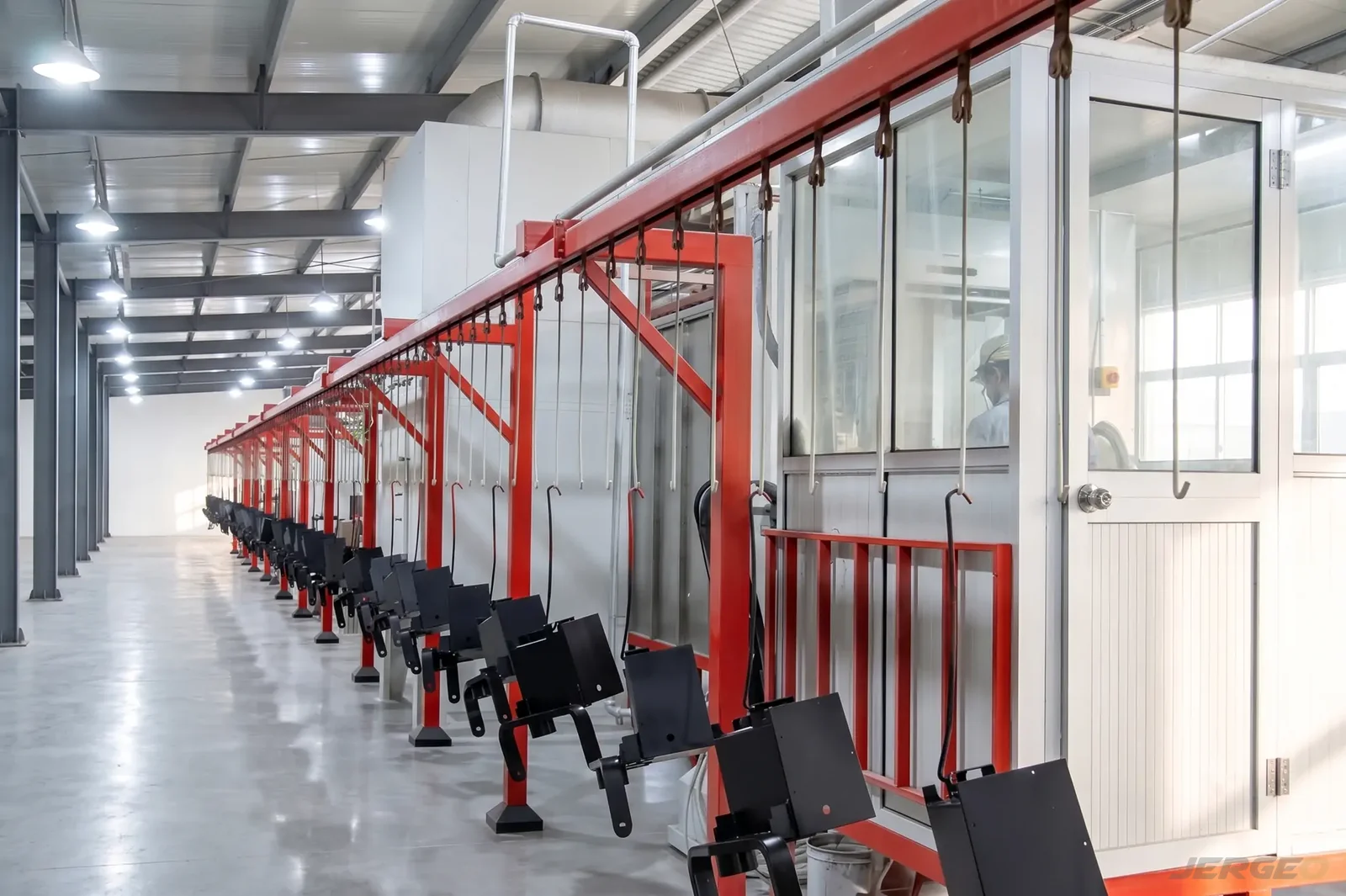Powder coating production line for sheet metal ODN enclosures at Jergeo factory